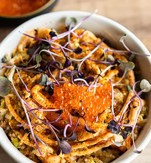 Famous crab fried rice, paired perfectly with pinot grigio